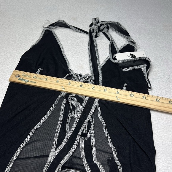 Shop SXC Sheer Mesh Halter Tie Front Top Black Small Y2K Clubwear Fairycore Crop - Picture 7 of 8